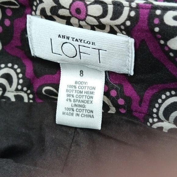 Loft Womens Size 8 Purple Floral Sequins A Line Skirt Knee Length Lined Career - Picture 5 of 5